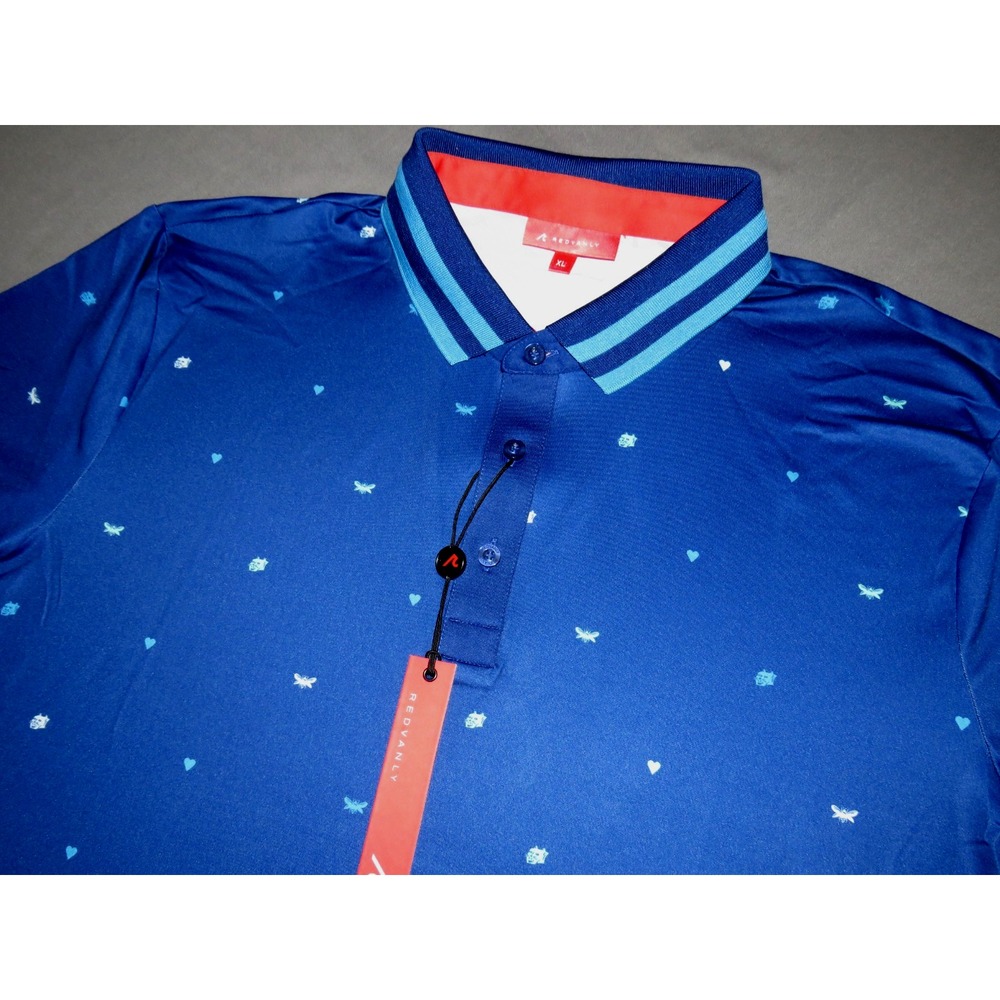 NEW! REDVANLY Short Sleeved Stretch All Over Print Polo Golf Shirt Men's XL NWT!